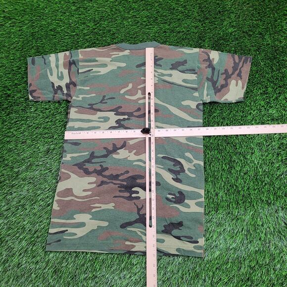 Vintage 90s Tru-Spec Woodland Camo Shirt Small 18x27 Green Brown - Picture 3 of 10